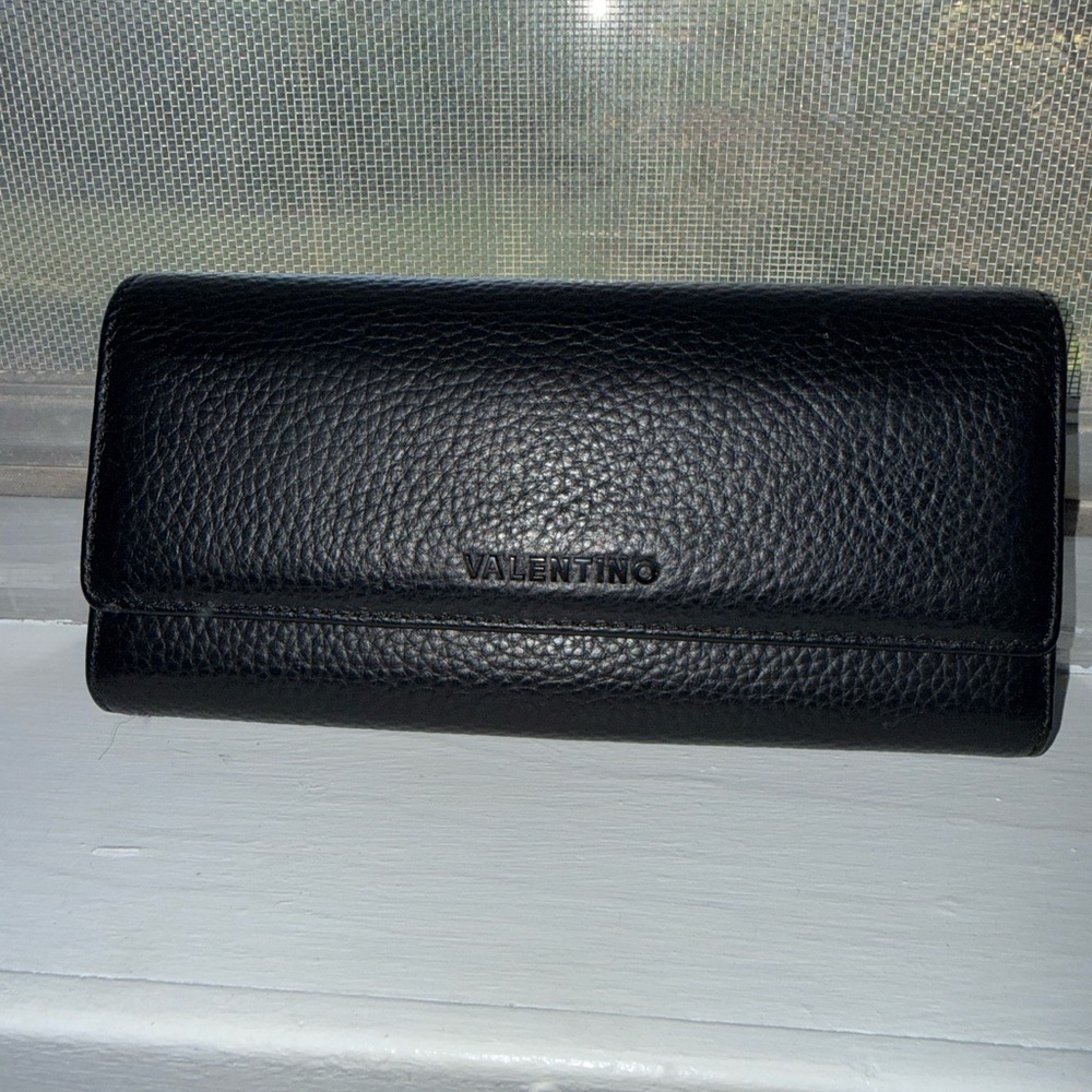 Valentino Black Leather Continental Wallet